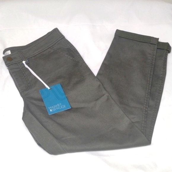 Market and Spruce low-waisted sage green pants, size 8P, NWT - Picture 2 of 10